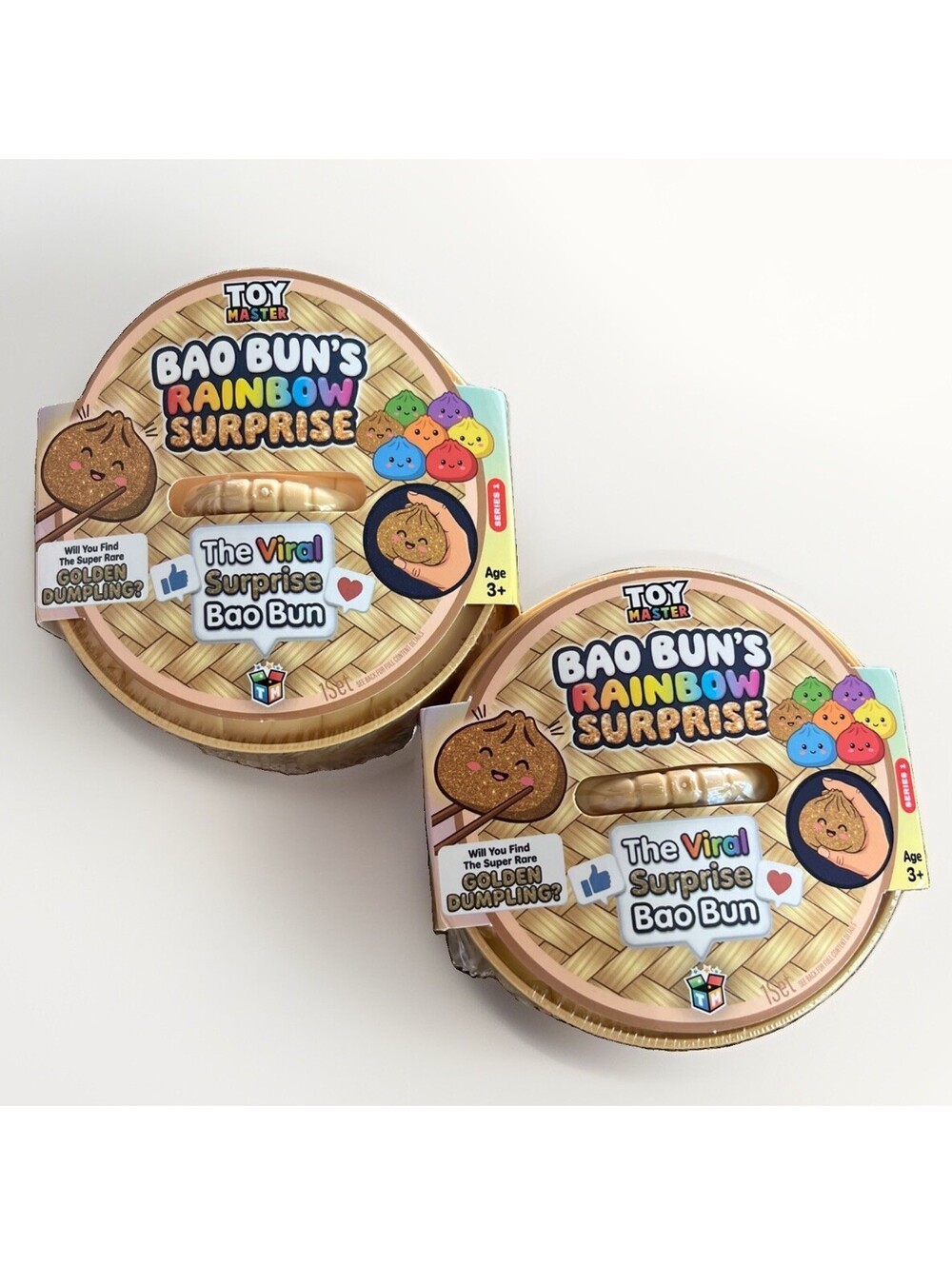2 Pk Bao Bun's RAINBOW SURPRISE Mystery Squishy Dumpling Viral Toy Gold Series 1